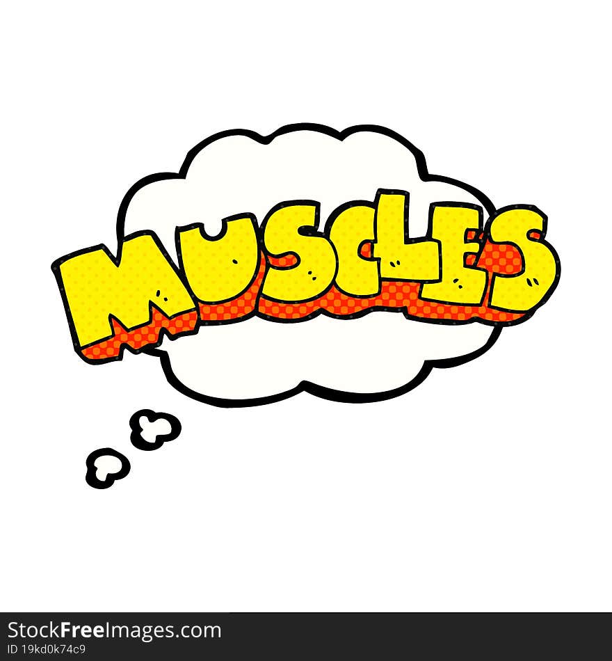 Thought Bubble Cartoon Muscles Symbol