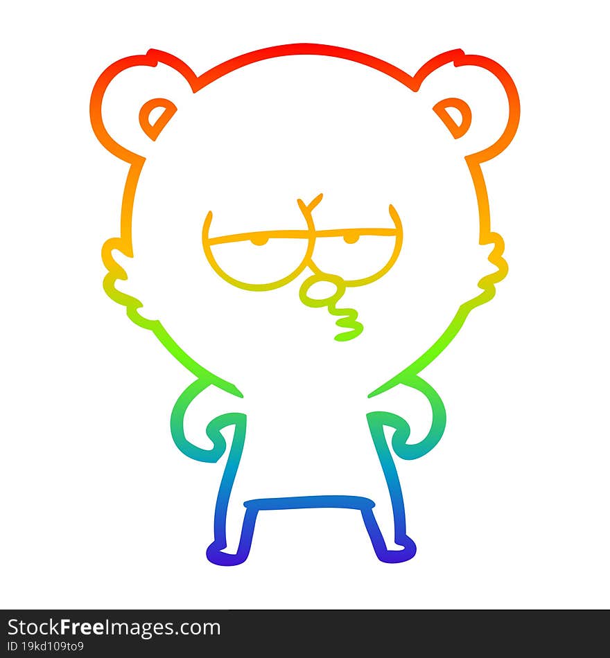 rainbow gradient line drawing bored polar bear cartoon