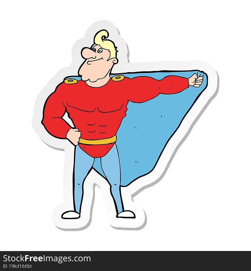 Sticker Of A Funny Cartoon Superhero