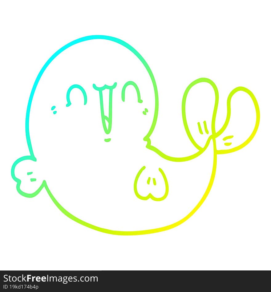 cold gradient line drawing cute cartoon whale