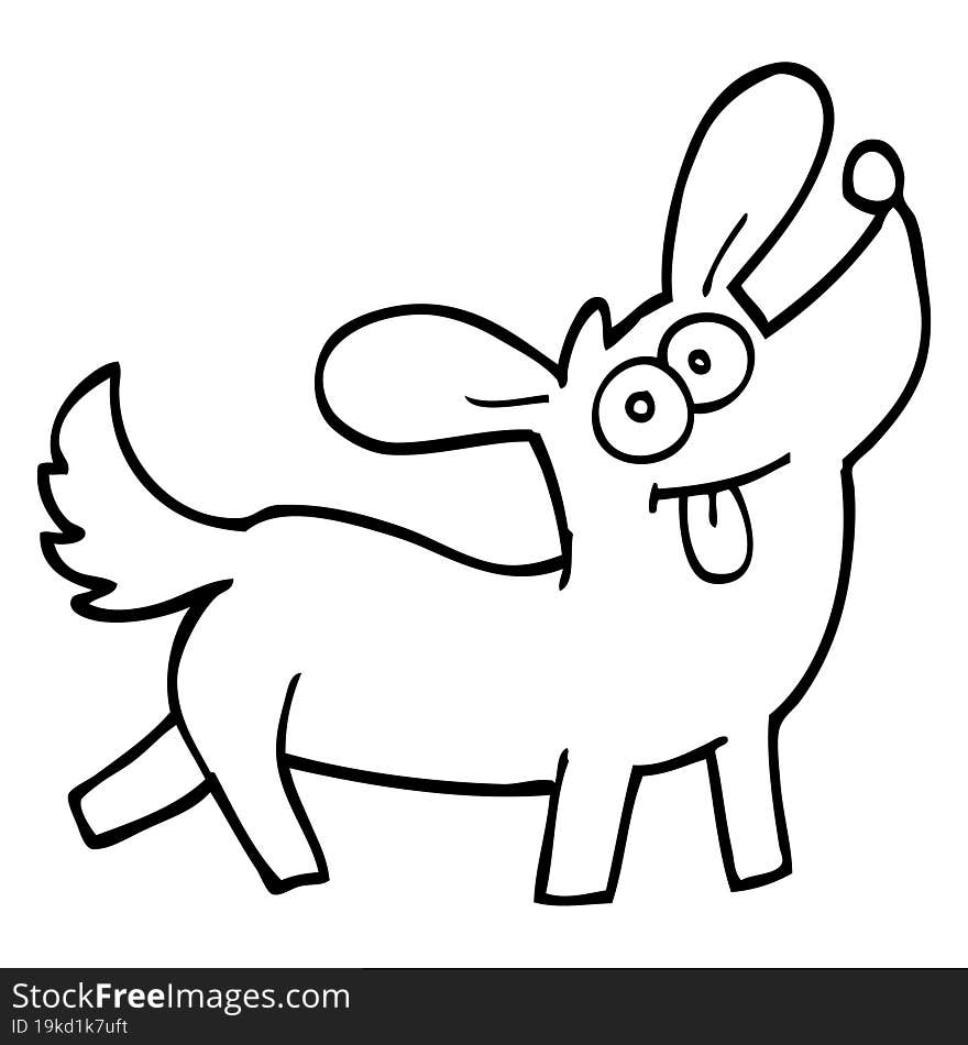 Black And White Cartoon Happy Dog