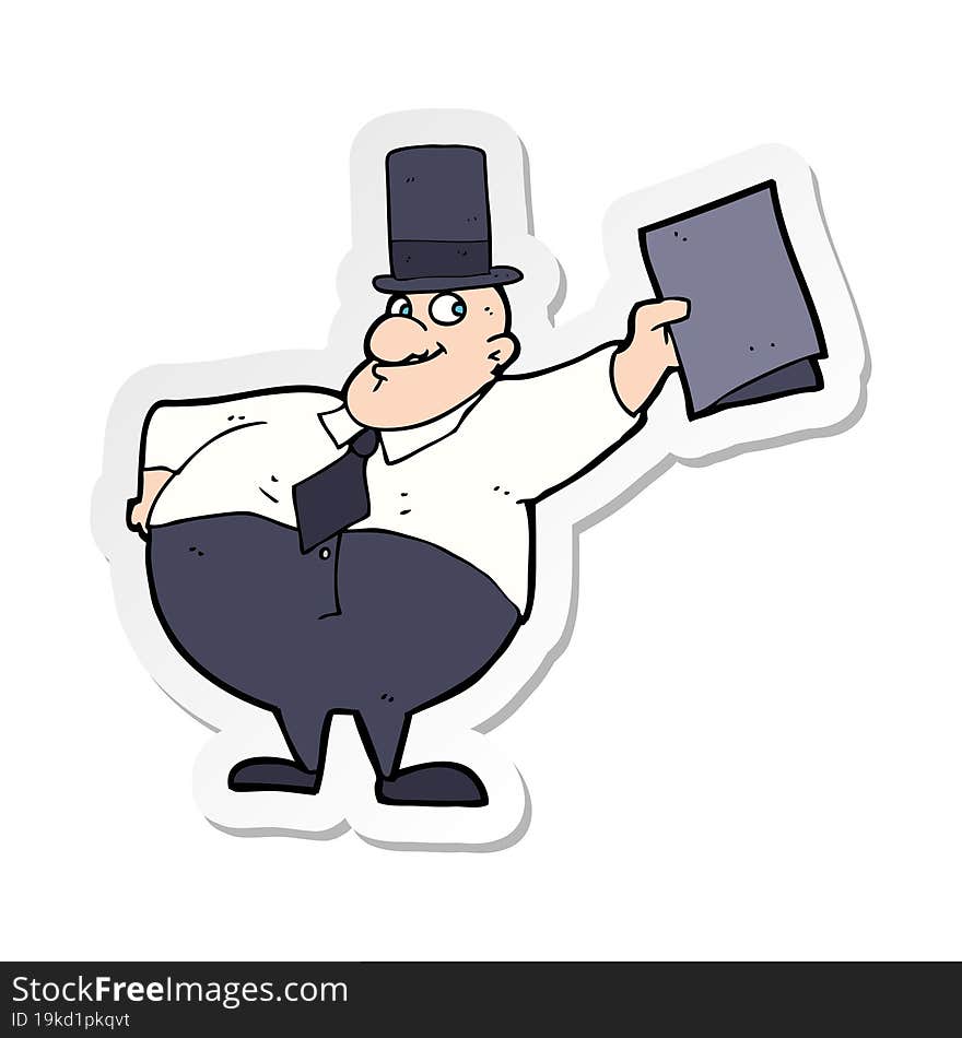 sticker of a cartoon man wearing top hat