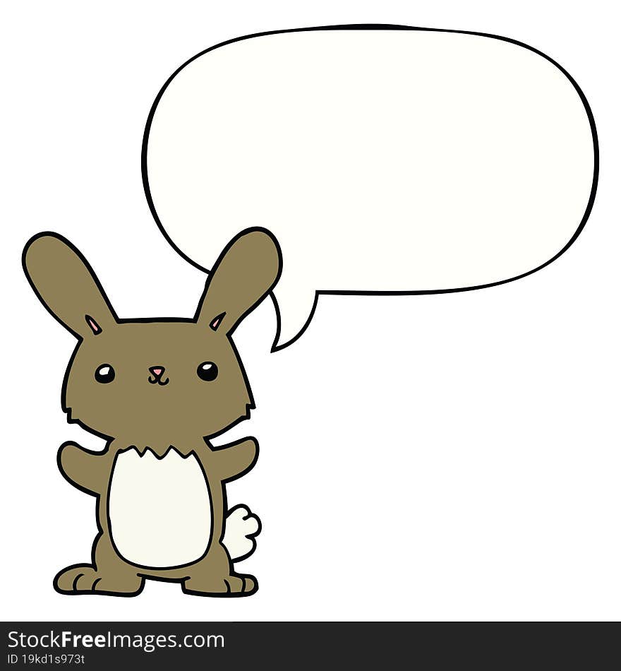 Cute Cartoon Rabbit And Speech Bubble