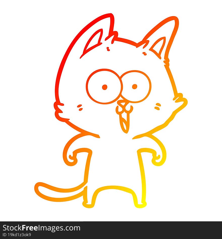 warm gradient line drawing funny cartoon cat