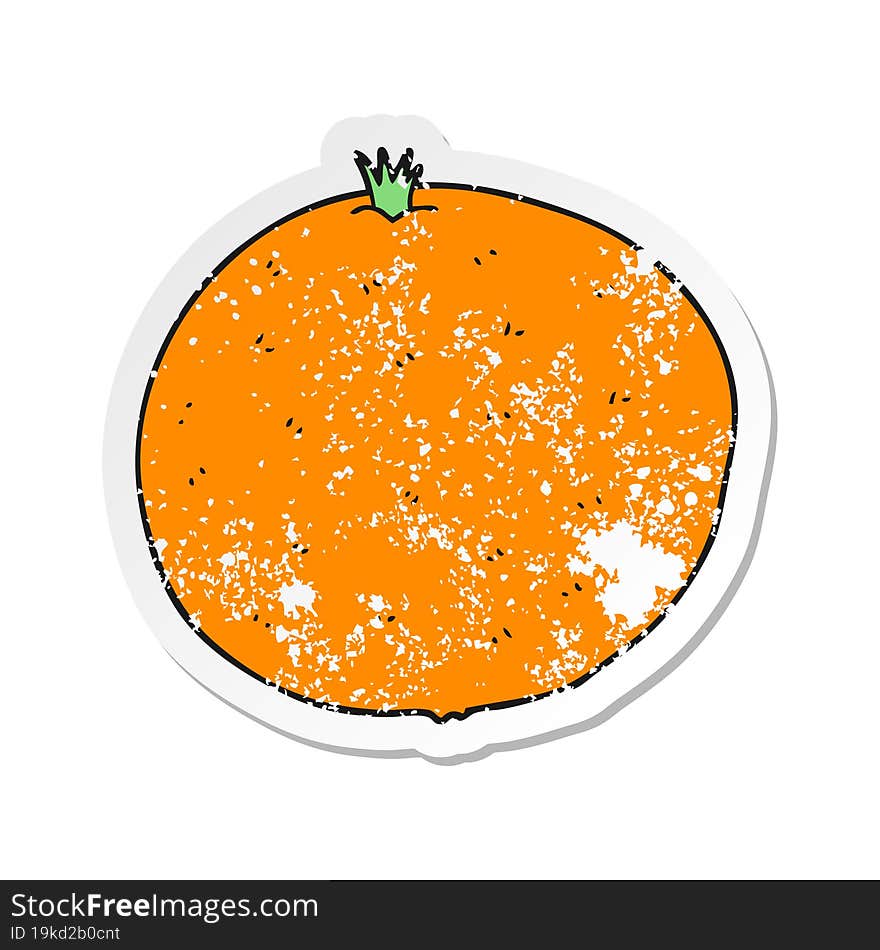 retro distressed sticker of a cartoon orange