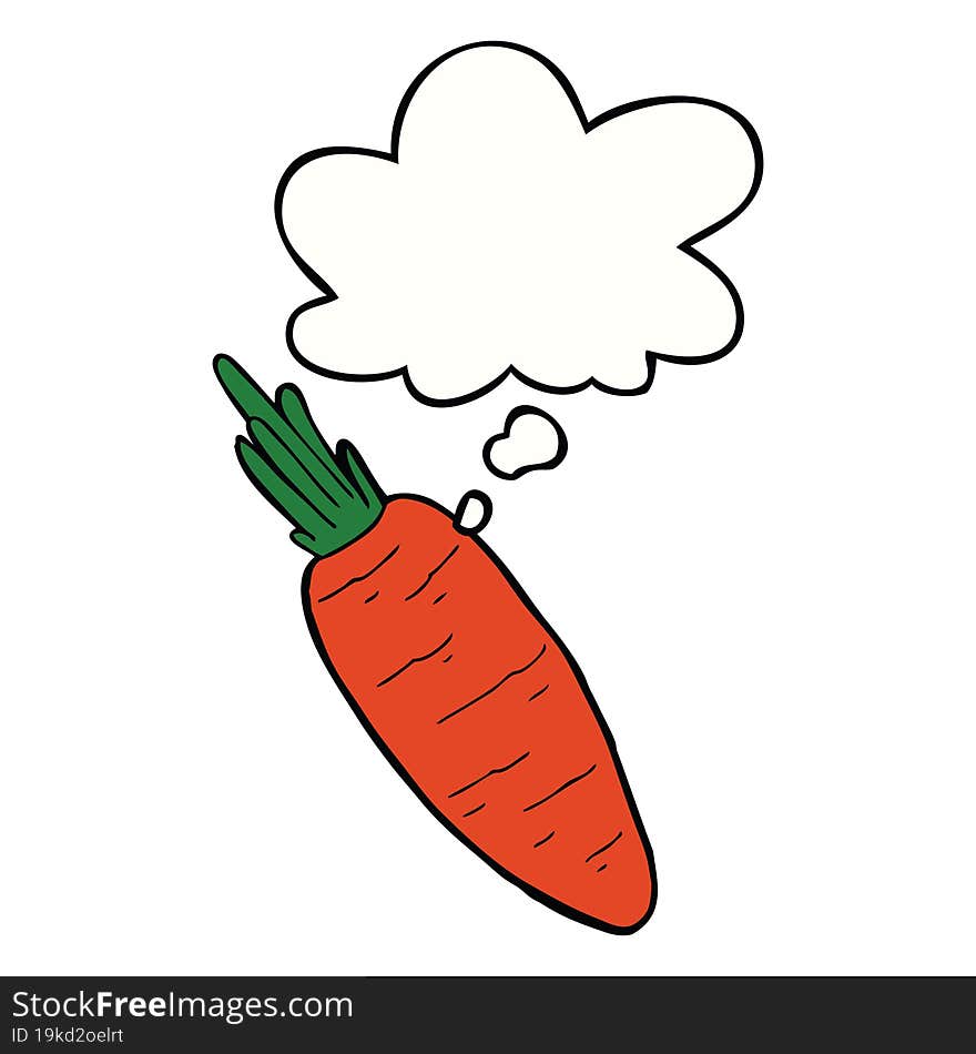 cartoon carrot with thought bubble. cartoon carrot with thought bubble