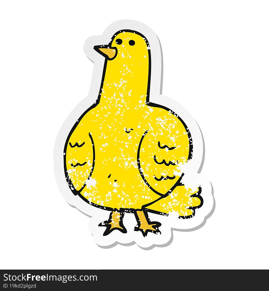 Retro Distressed Sticker Of A Cartoon Bird