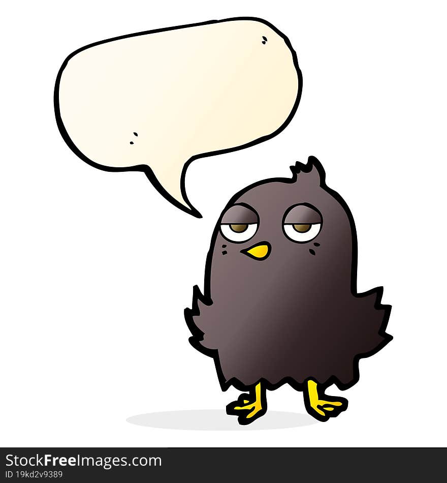 cartoon bored bird with speech bubble