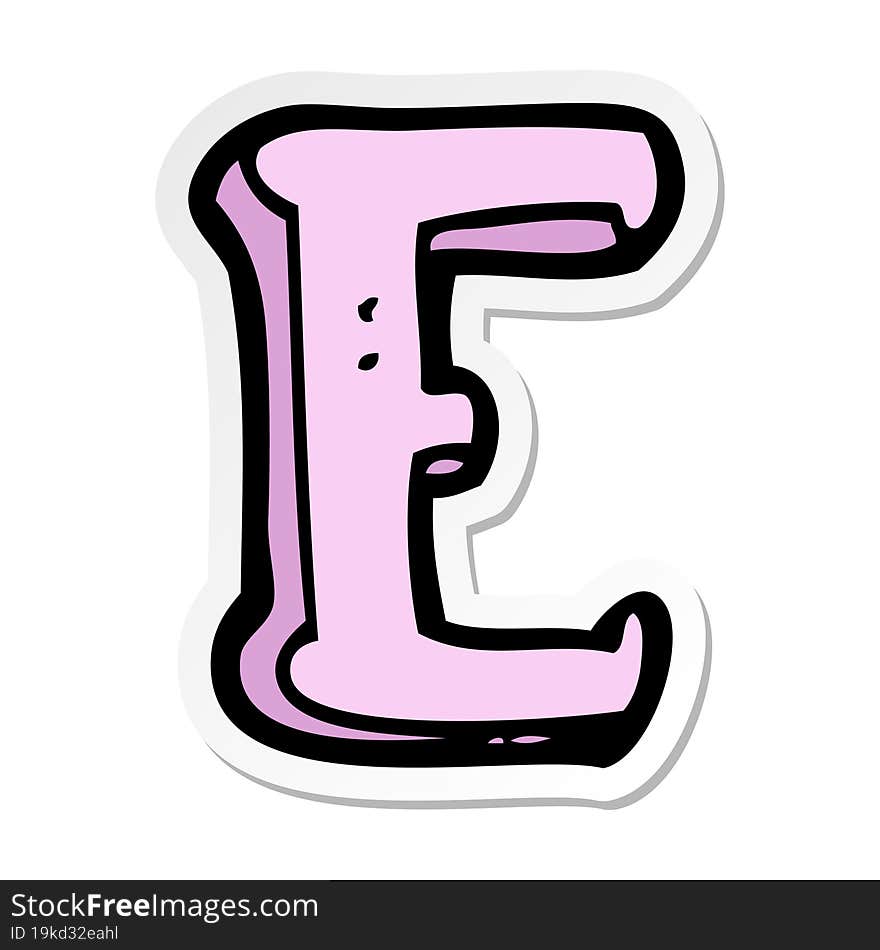 sticker of a cartoon letter E