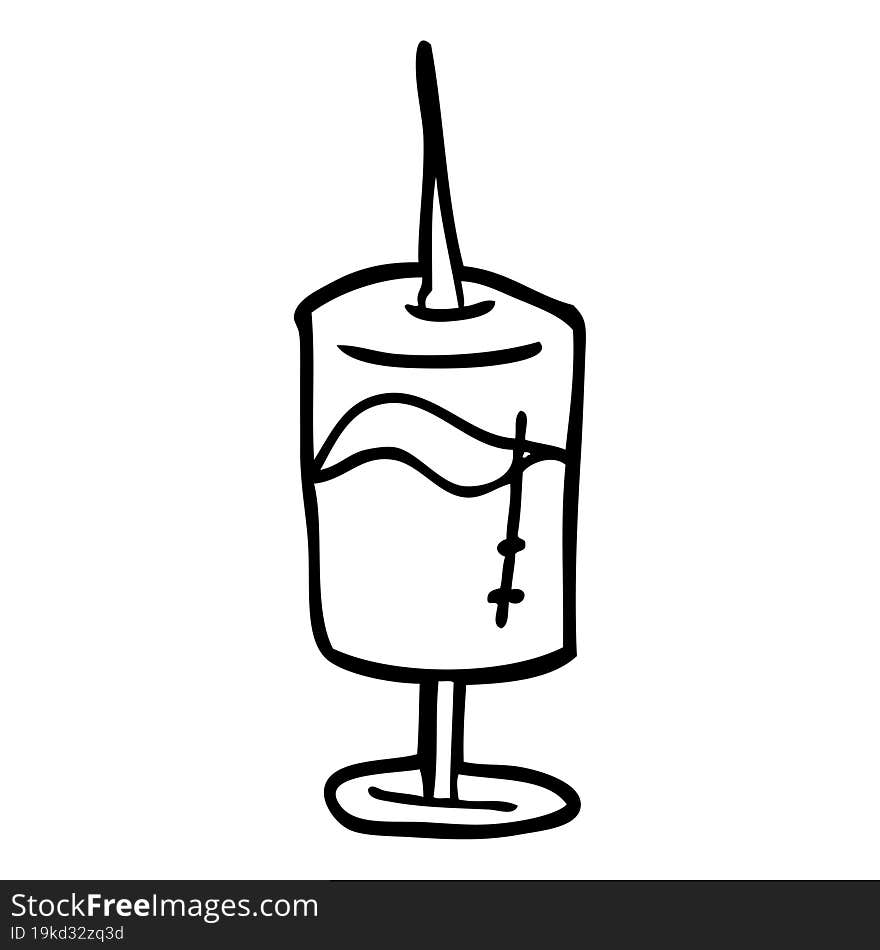 line drawing cartoon medical syringe