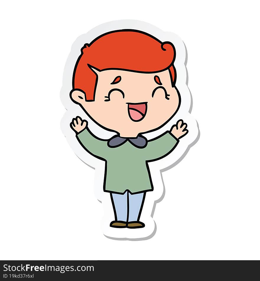 sticker of a cartoon laughing man