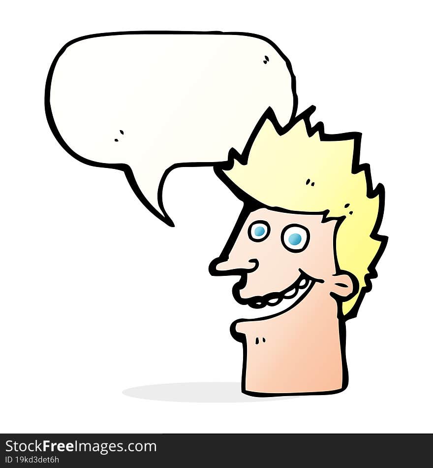 Cartoon Happy Man Face With Speech Bubble