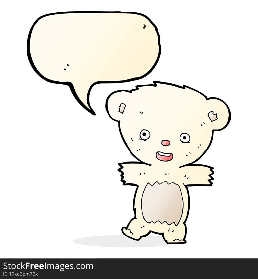 cartoon teddy polar bear cub with speech bubble