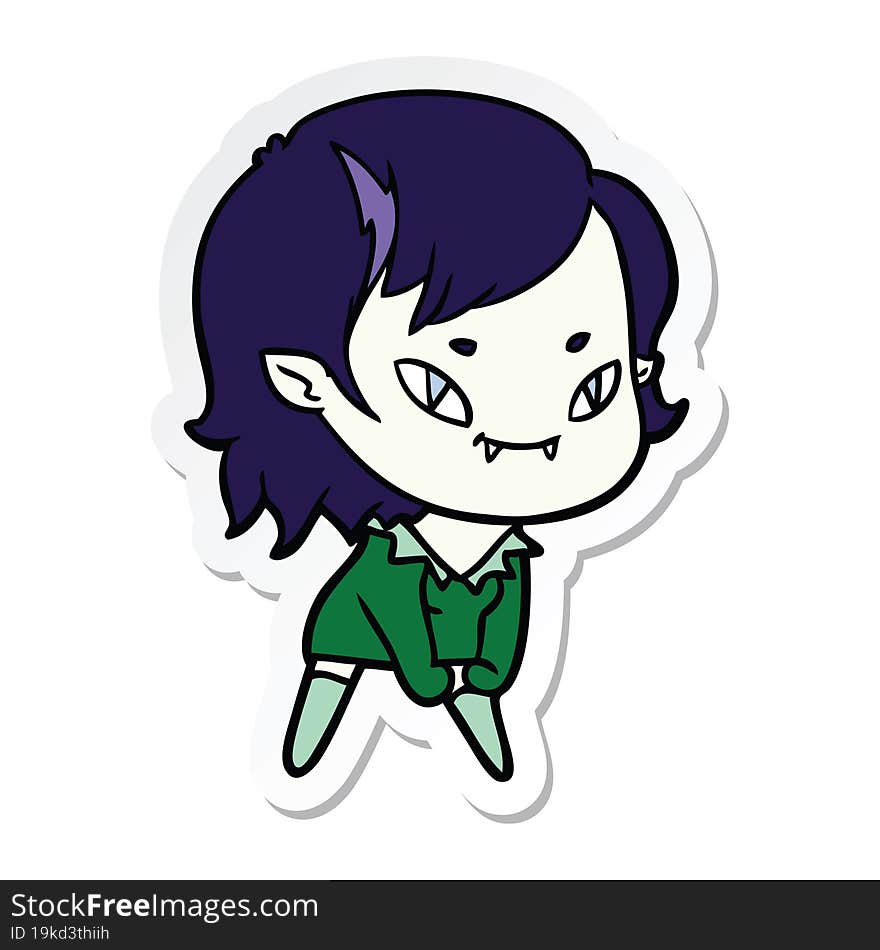 Sticker Of A Cartoon Friendly Vampire Girl