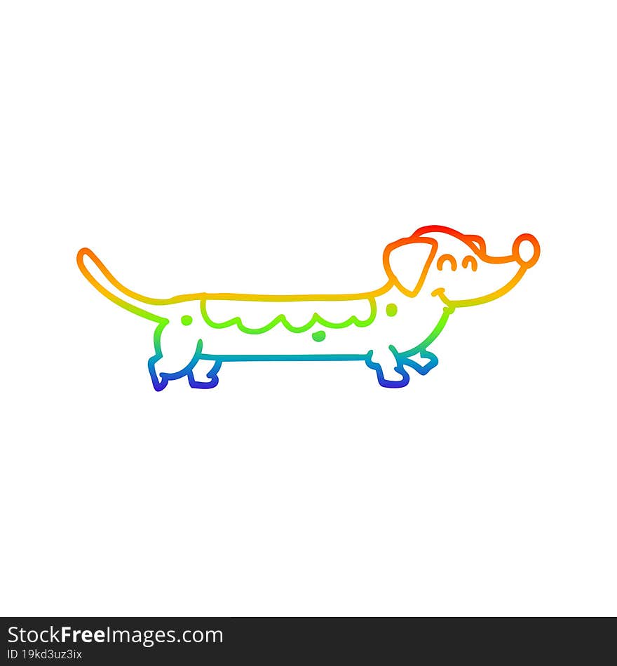 rainbow gradient line drawing of a cartoon dog