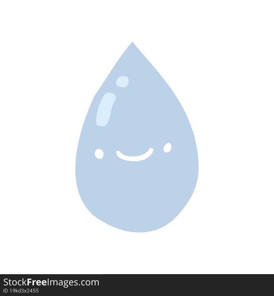 flat color style cartoon raindrop