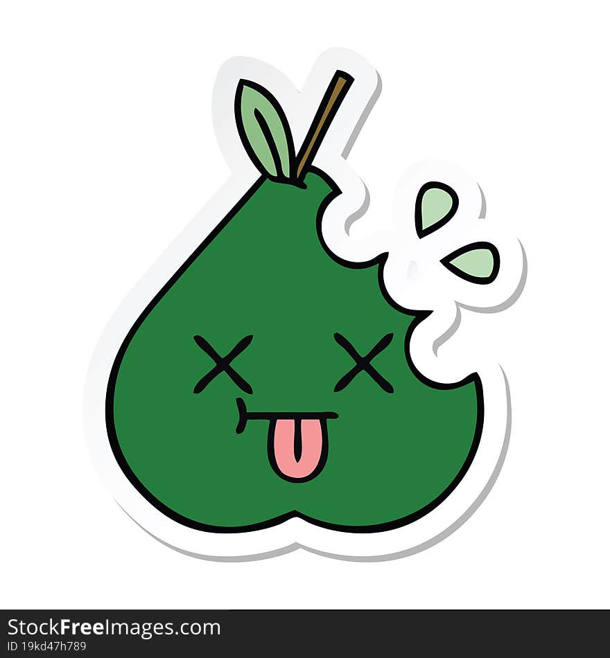 sticker of a cute cartoon pear