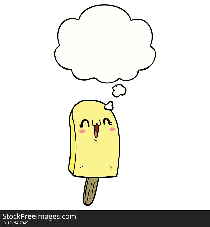 Cartoon Frozen Ice Lolly And Thought Bubble