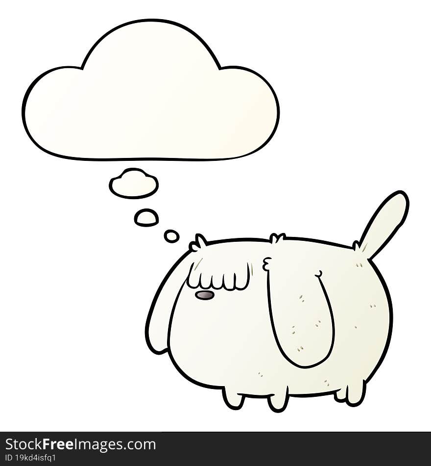 funny cartoon dog and thought bubble in smooth gradient style