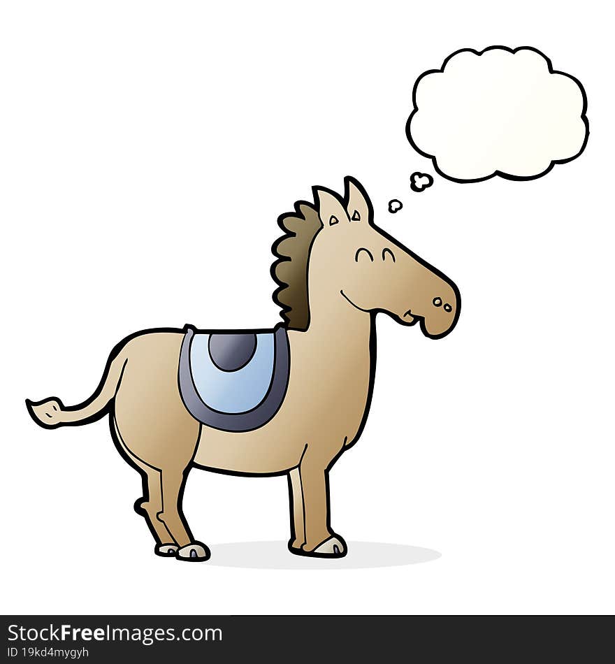 cartoon donkey with thought bubble