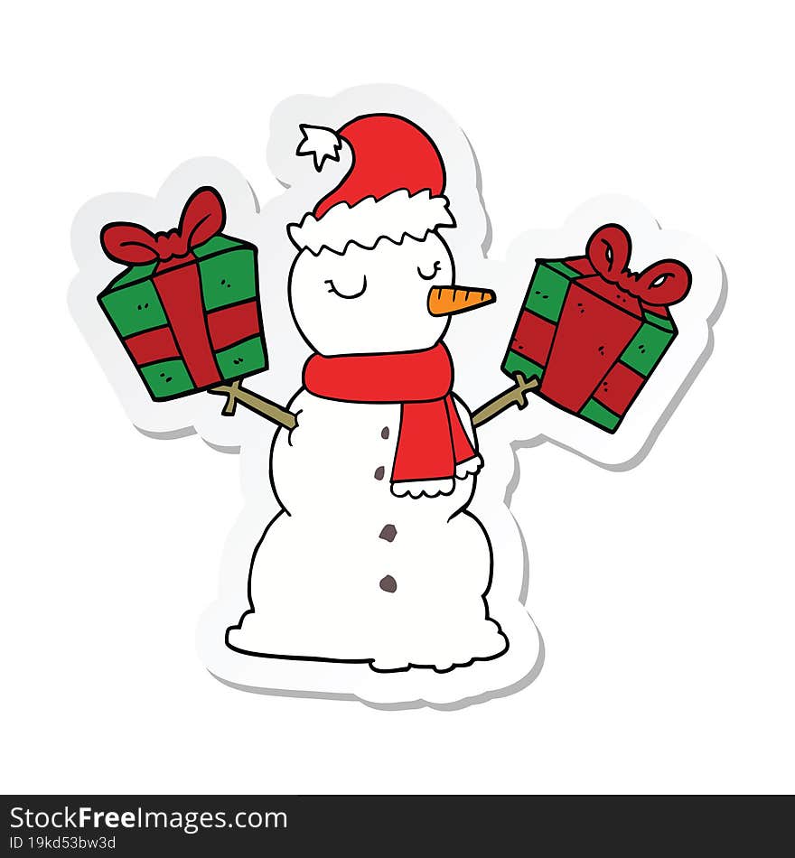 sticker of a cartoon snowman