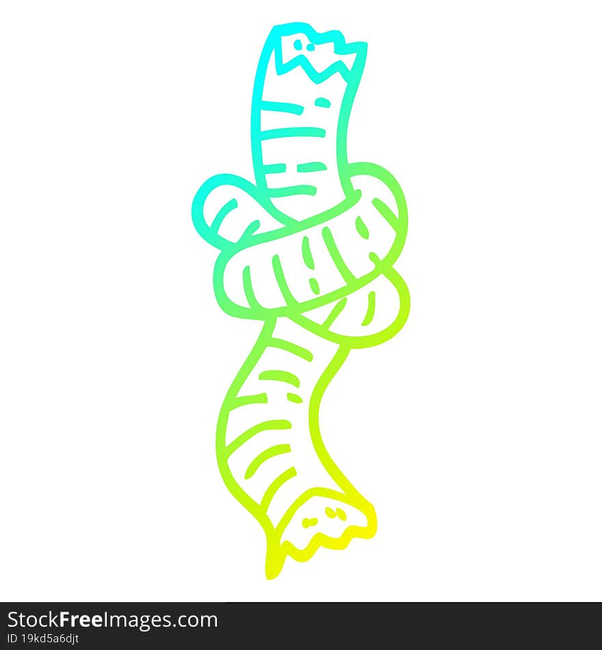 cold gradient line drawing of a cartoon tied rope