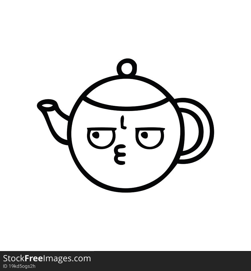 Line Drawing Cartoon Teapot