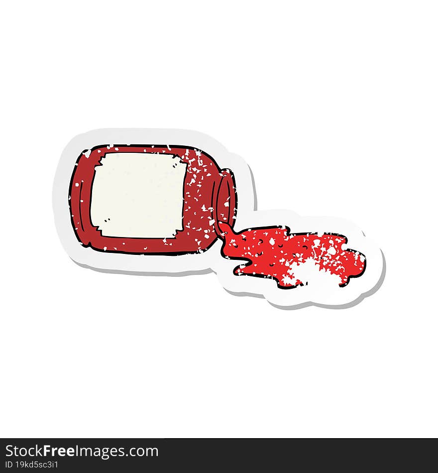 retro distressed sticker of a cartoon spilled jam