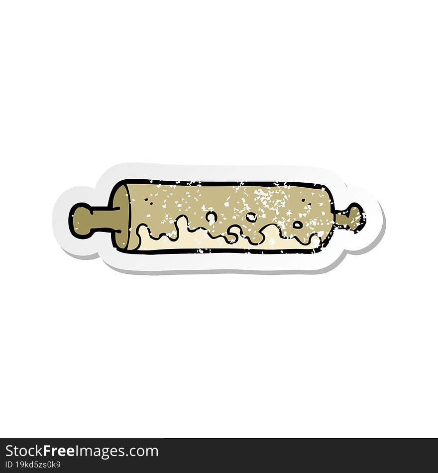 Retro Distressed Sticker Of A Cartoon Rolling Pin