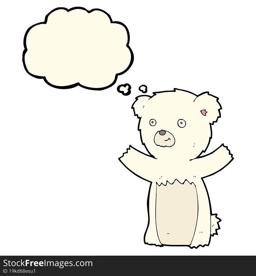 Cartoon Polar Bear Cub With Thought Bubble