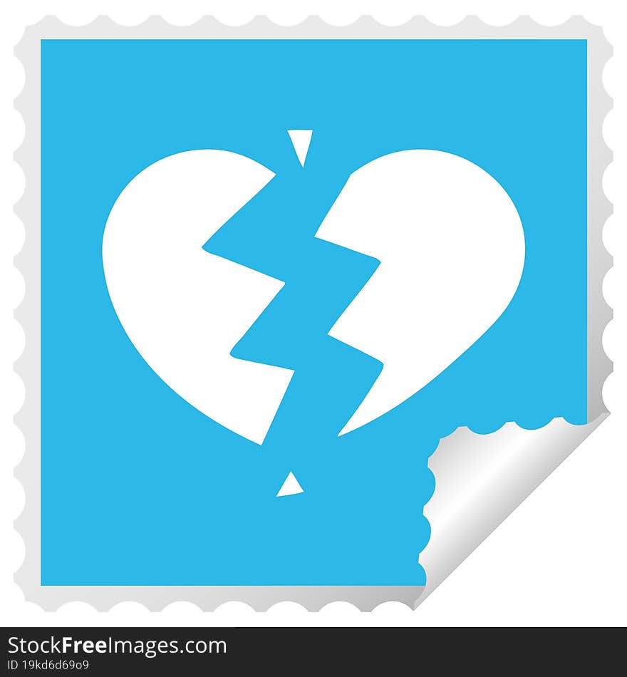 Square Peeling Sticker Cartoon Broken Heart