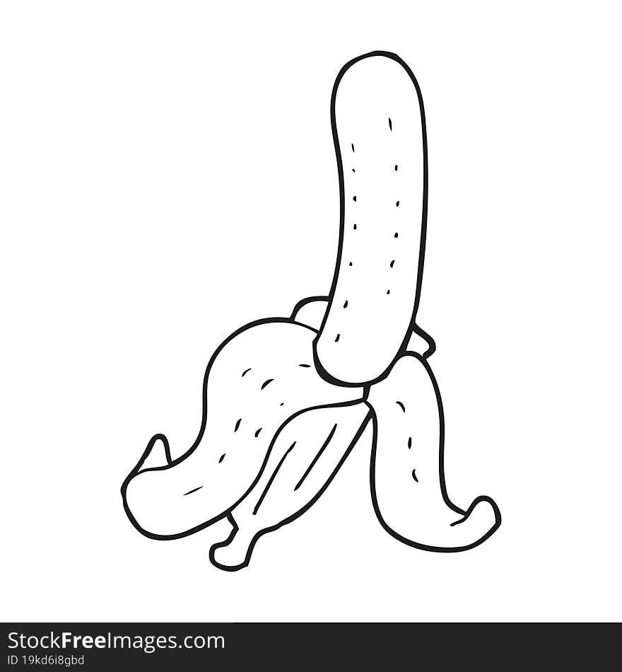 black and white cartoon banana