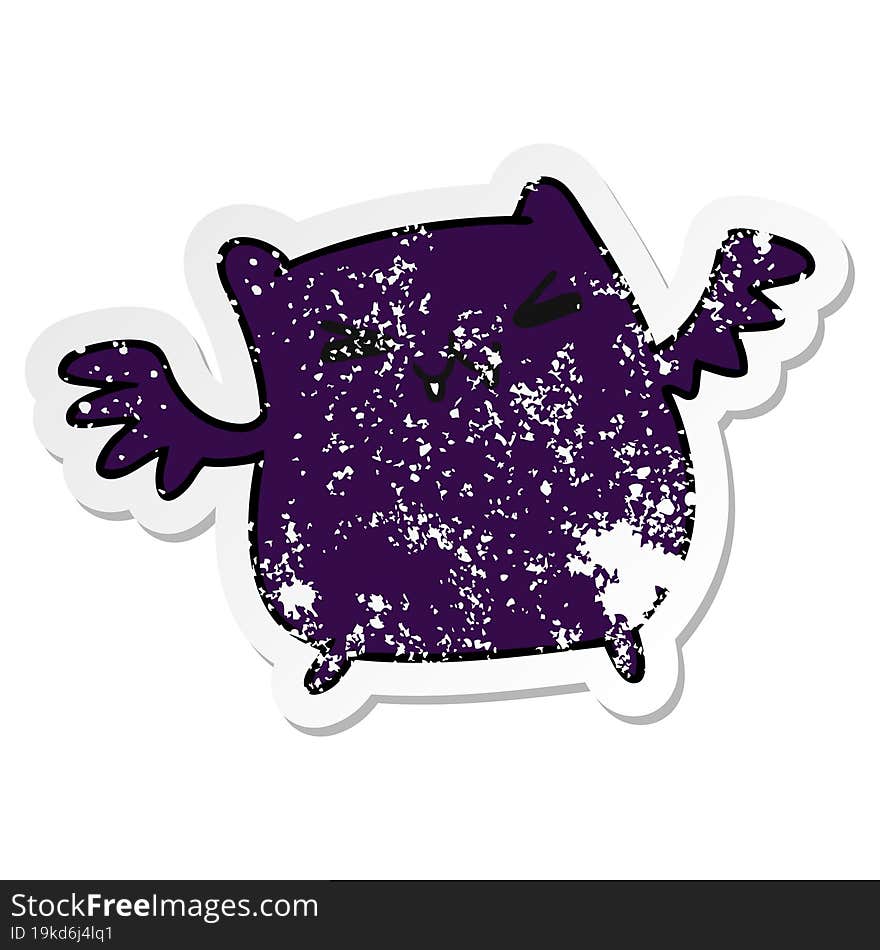 distressed sticker cartoon of a kawaii cute bat