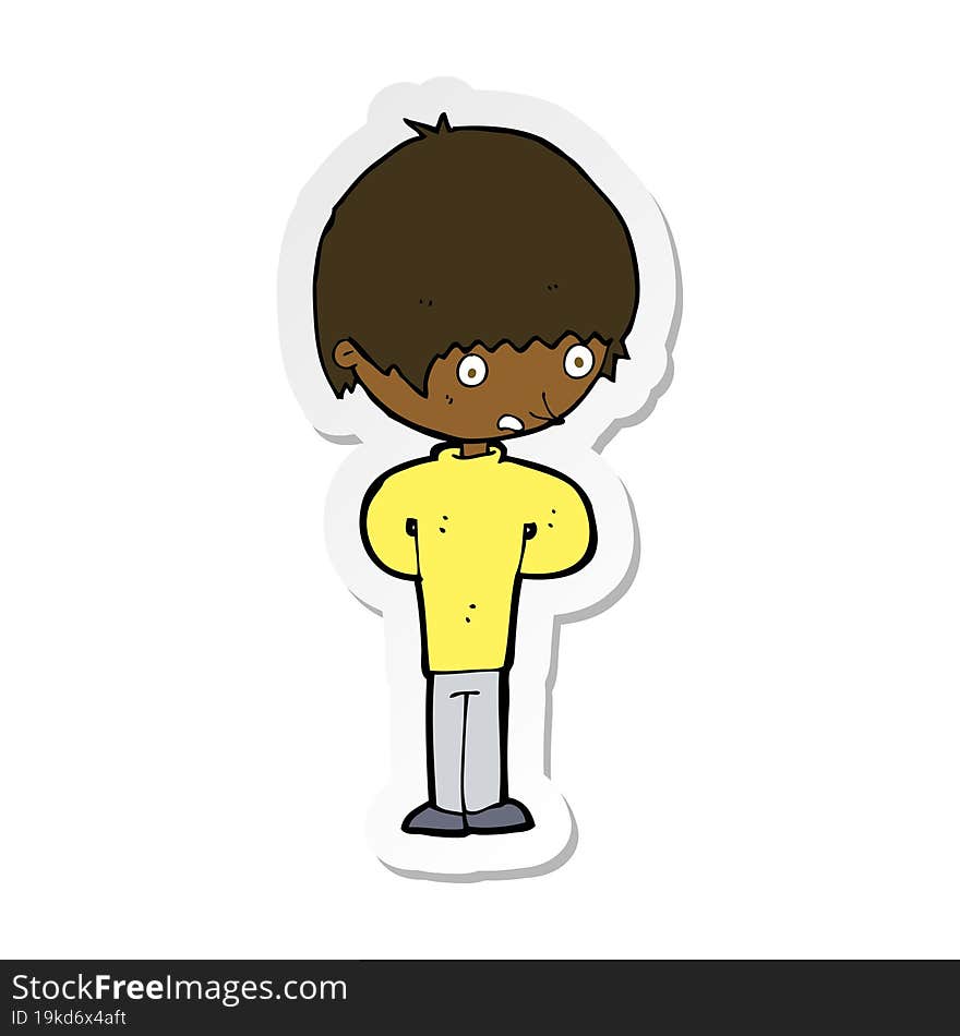 sticker of a cartoon nervous boy