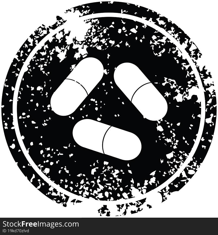 pills circular distressed symbol