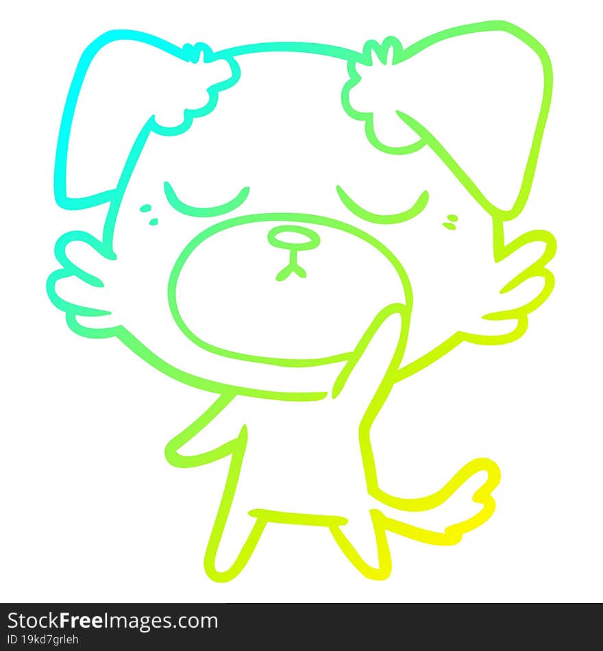 cold gradient line drawing of a cute cartoon dog