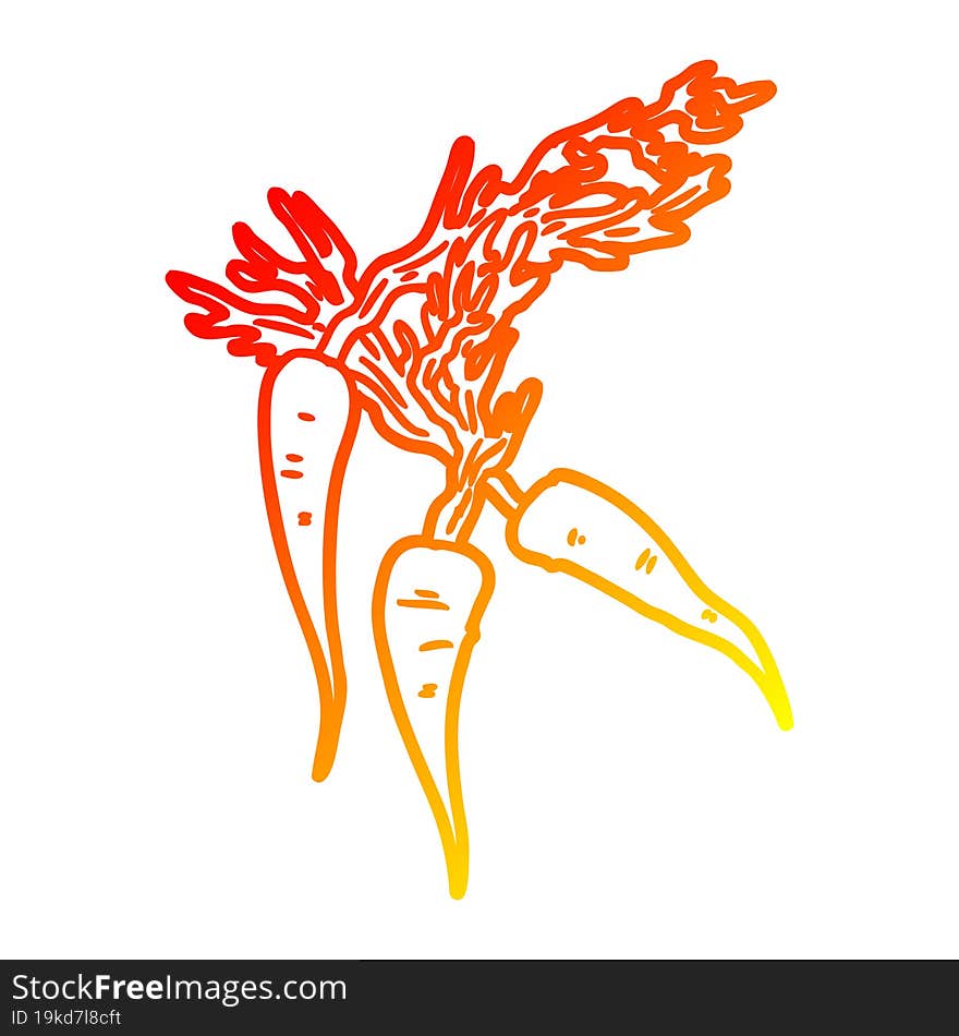 Warm Gradient Line Drawing Cartoon Carrots