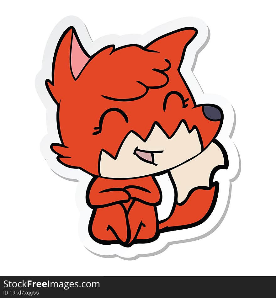 sticker of a happy cartoon fox