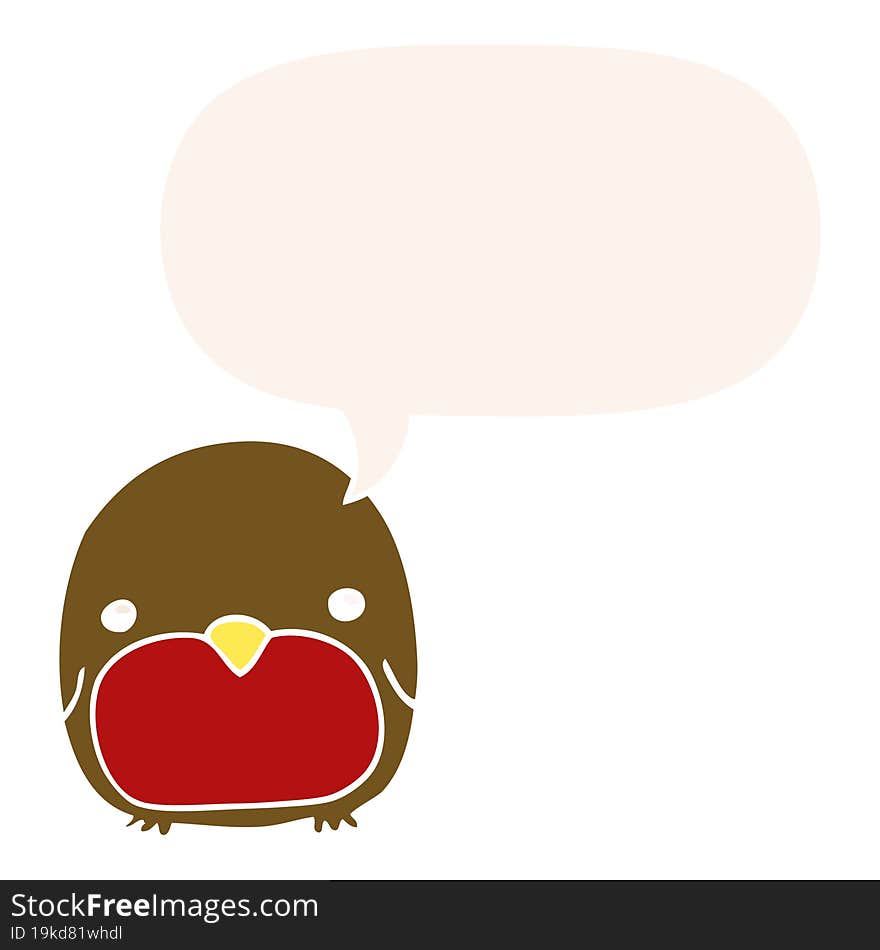 Cute Cartoon Penguin And Speech Bubble In Retro Style