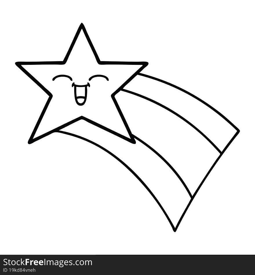 Line Drawing Cartoon Shooting Rainbow Star