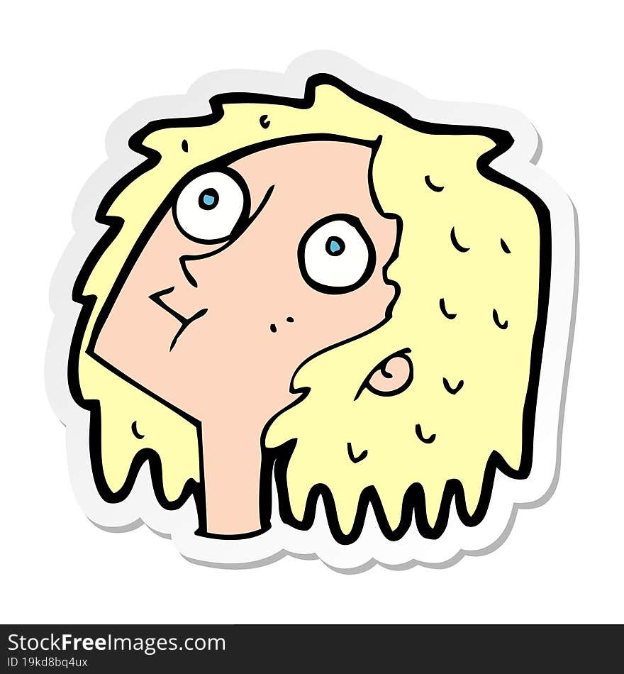 sticker of a cartoon staring woman