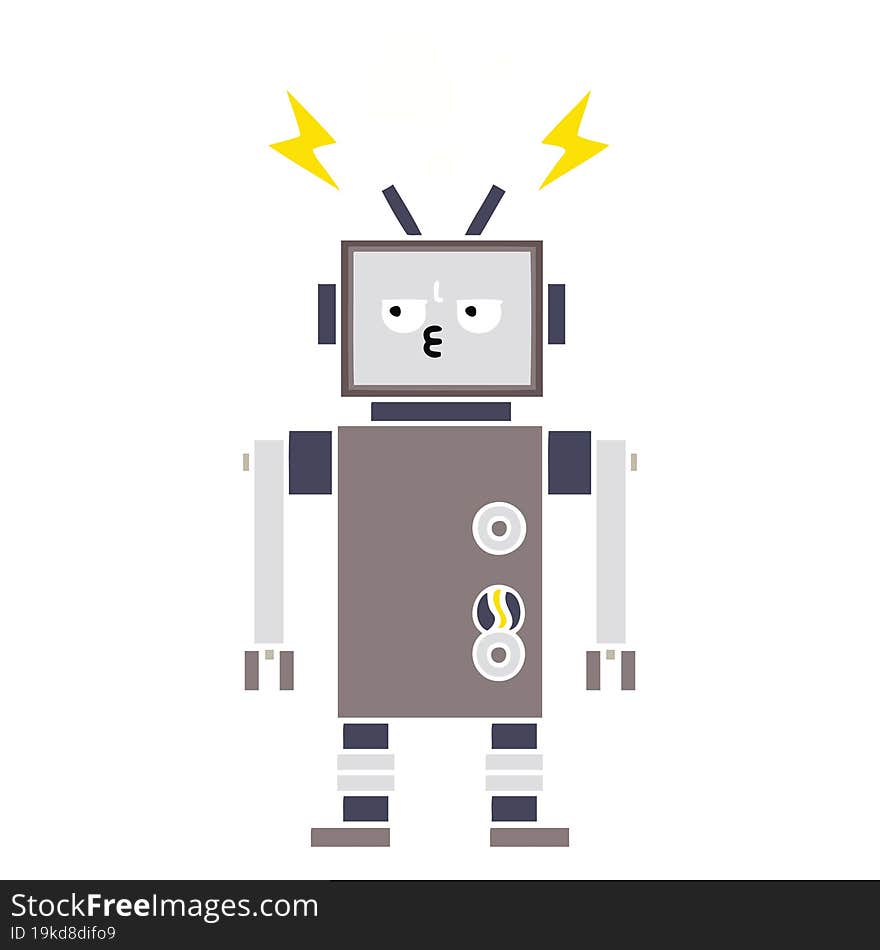 Flat Color Retro Cartoon Robot