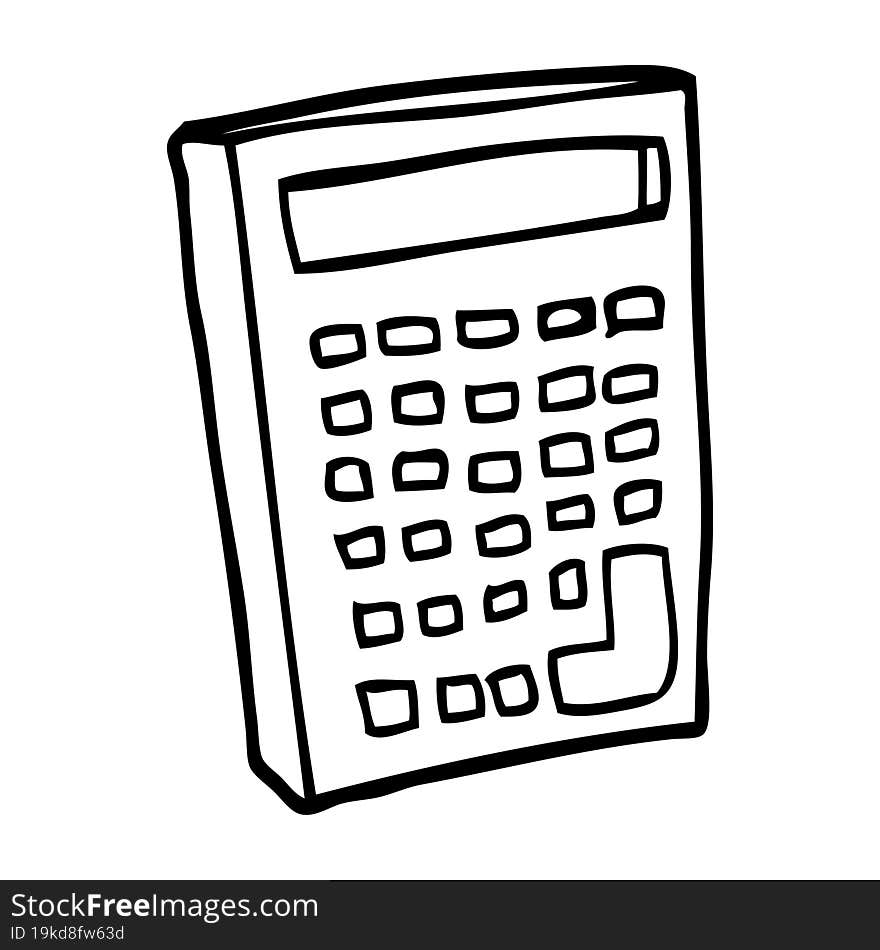 line drawing cartoon of a calculator