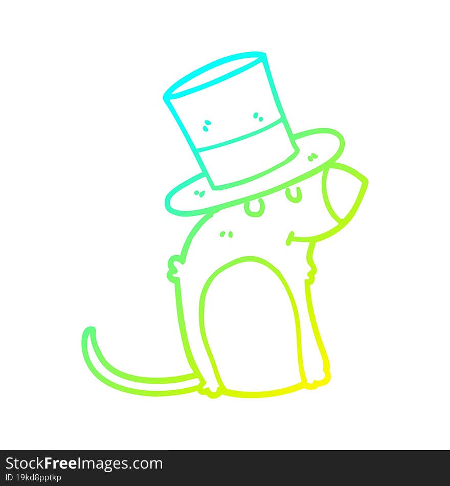 cold gradient line drawing cartoon rat wearing christmas hat