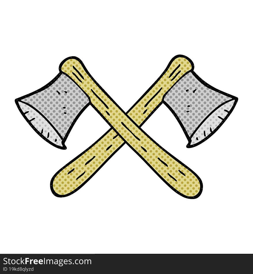 freehand drawn comic book style cartoon crossed axes