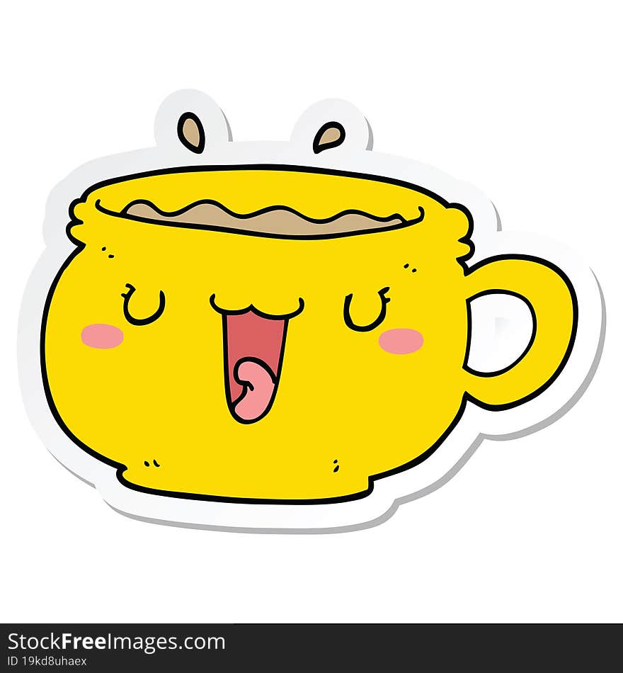 sticker of a cute cartoon coffee cup