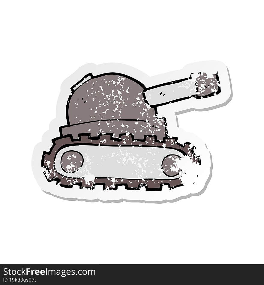 retro distressed sticker of a cartoon tank