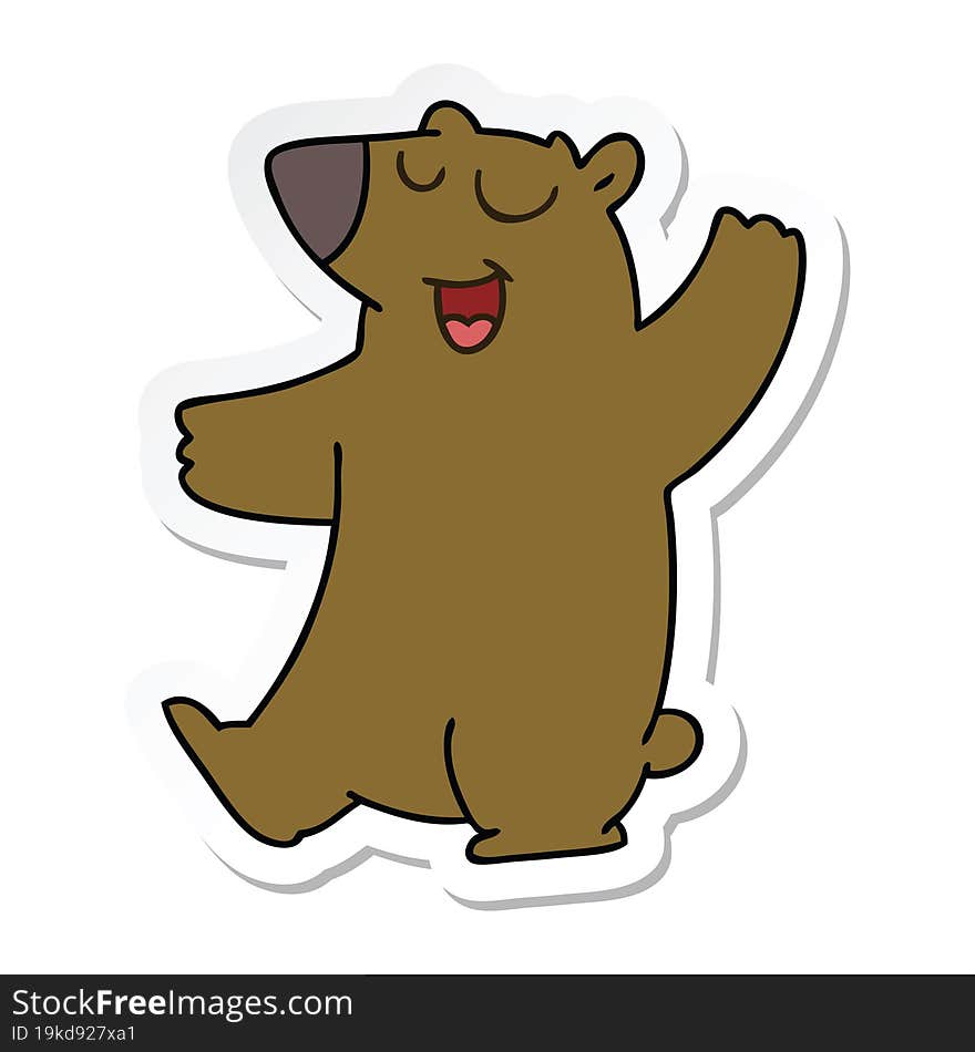 sticker of a quirky hand drawn cartoon bear