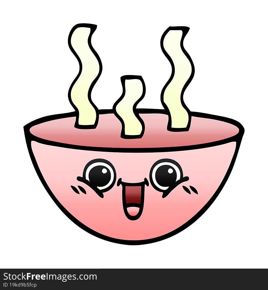 Gradient Shaded Cartoon Bowl Of Hot Soup