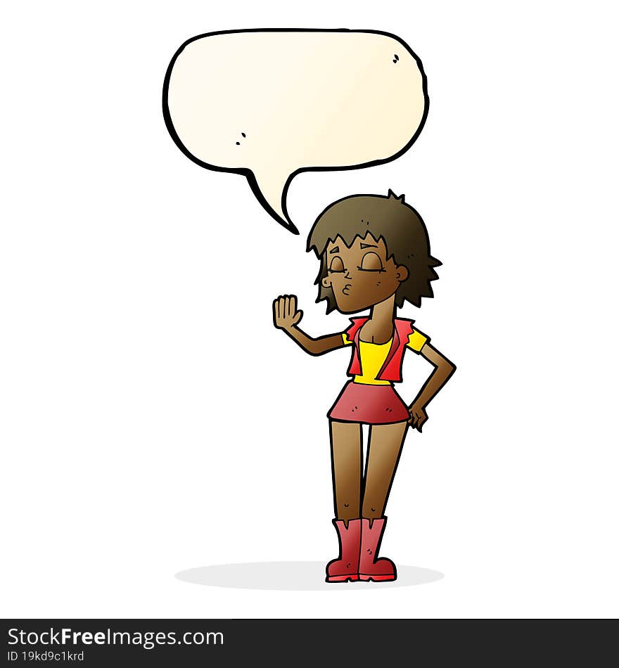 Cartoon Cool Girl With Speech Bubble